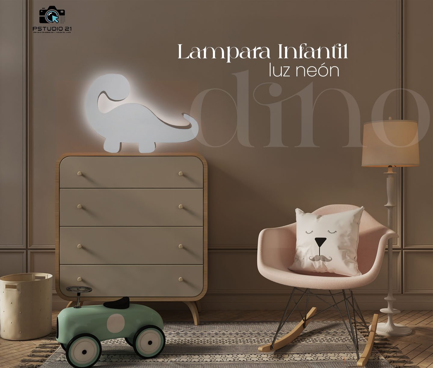 Lampara De Luz Neón Dino